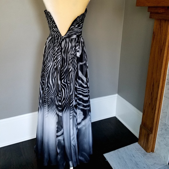 La Femme Strapless Evening Gown 0 Print Prom - Picture 8 of 8